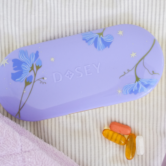 7-Day Pill Compact - Purple Floral